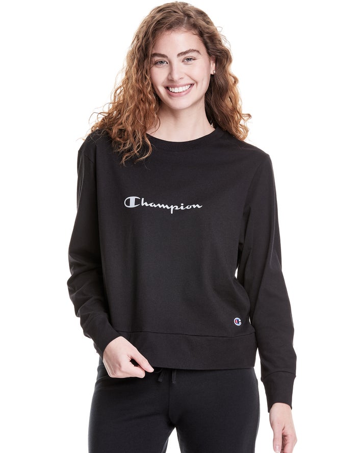 Champion Sleep Pj Long-Sleeve Kadın Tişört Siyah ( QFGKEP815 )